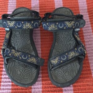 Teva Navy and Yellow Patterned Sandals